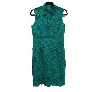 Bardot Eleni Womens Floral Lace Dress Size 8 Green Cut Out Peek-a-boo Sleeveless